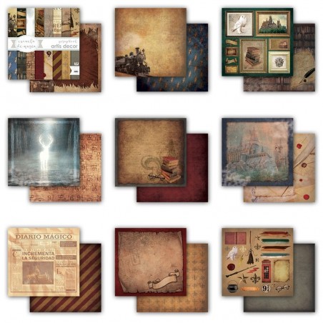COLECCION PAPEL SCRAP 12"X12" - ESCUELA DE MAGIA