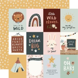 Papel 12"x12" Simple Stories Boho Baby 3X4" Elements