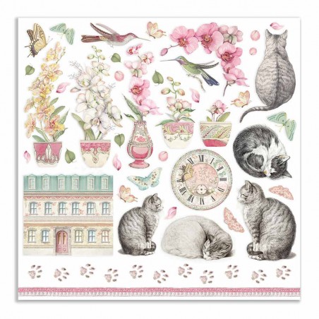 COLECCIÓN STAMPERIA ORCHIDS AND CATS 12"X12"