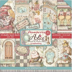 COLECCIÓN STAMPERIA ALICE THROUGH THE LOOKING GLASS 12"X12"