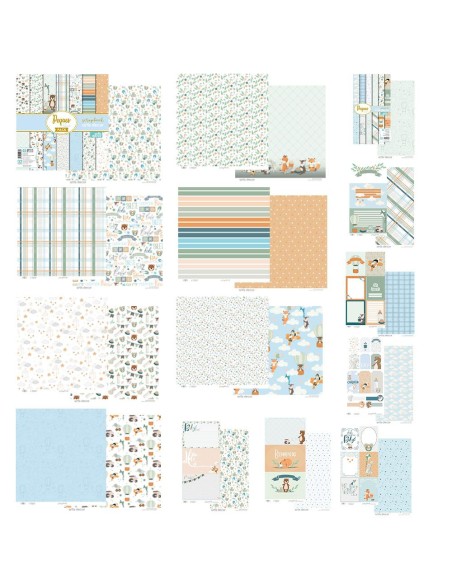 COLECCION PAPEL SCRAP 12"x12" BEBÉ ''PEQUES BLUE''