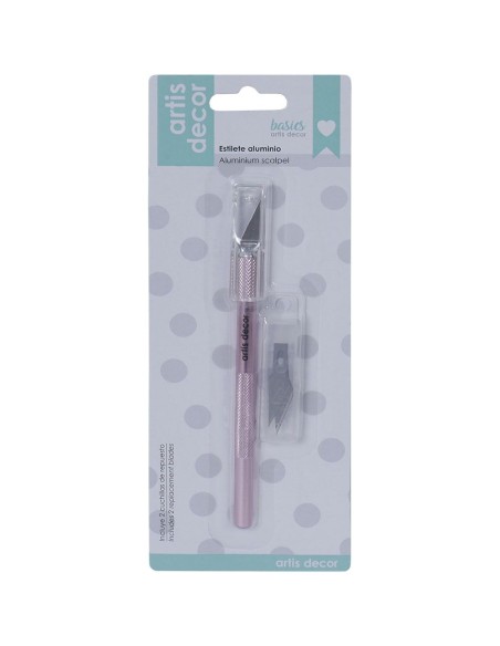 ESTILETE - CUTTER COLOR ROSA+ 2 CUCHILLAS REPUESTO