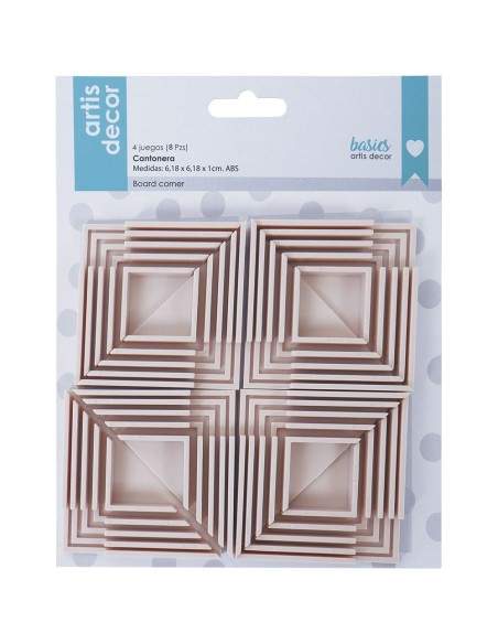 JUEGO 8 CANTONERAS ROSAS PARA CARTONAJE 1,5mm/2,0mm/2,5mm y 3,0mm.