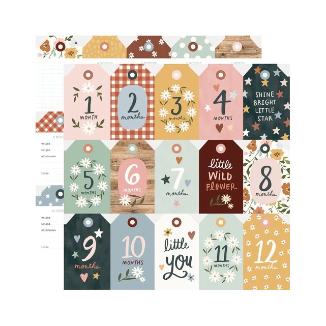 PAPEL "TAGS" BOHO BABY 12"x12"